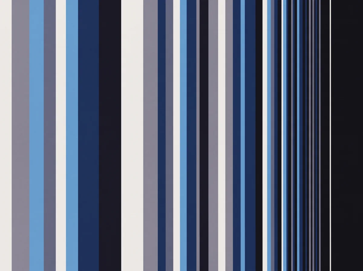 Vertical bars crowding towards the right until they resolve into one heavy bar.